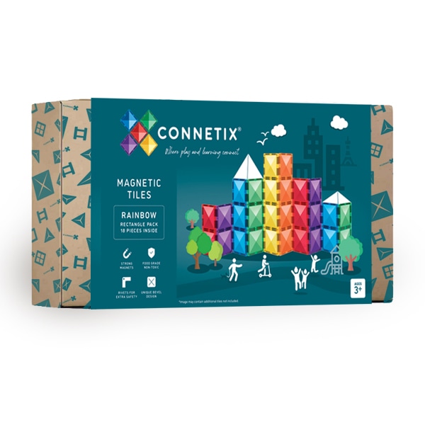 Connetix Rainbow Rectangle Pack, 18-osaline magnetklotside komplekt