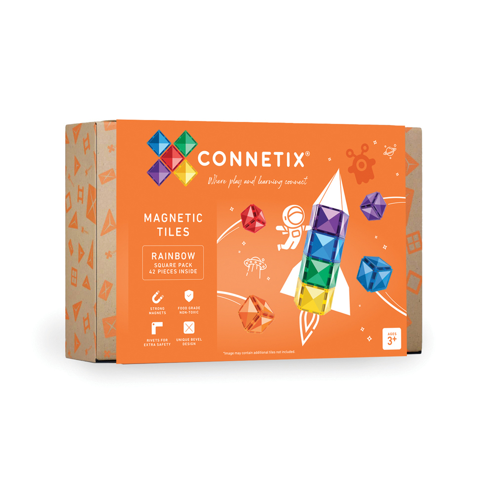 Connetix Rainbow Square Pack, 42-osaline magnetklotside komplekt