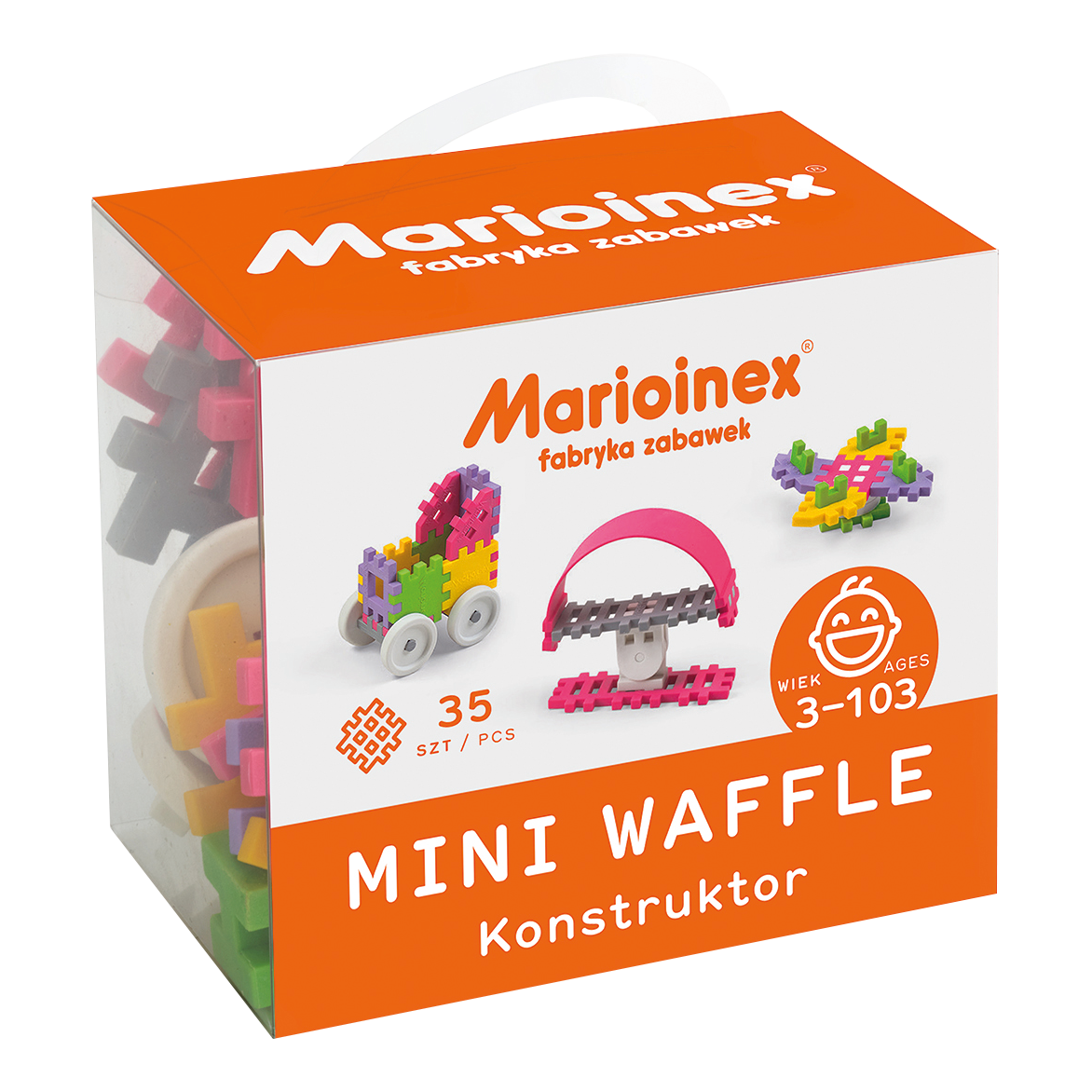 Marioinex vahvelklotsid, Mini Waffle Konstruktor, roosa, 35-osaline