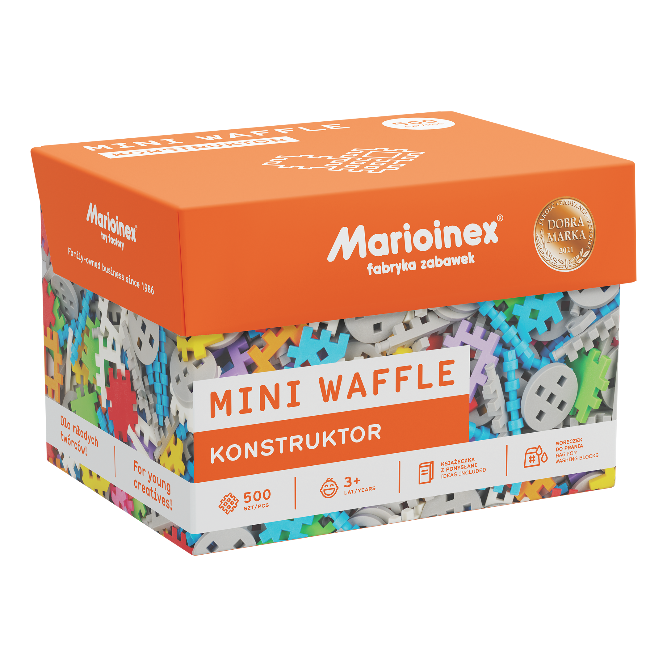 Marioinex vahvelklotsid, Mini Waffle Konstruktor, 500-osaline